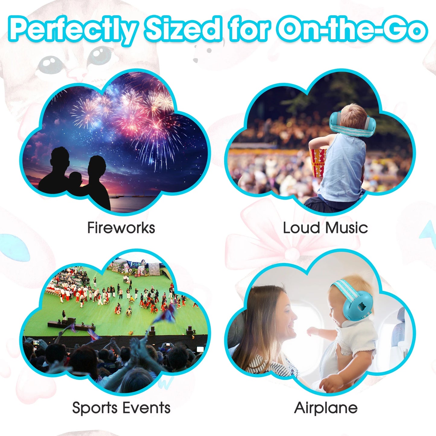 Infant Ear Muffs Noise Cancelling Soft Padded Design Baby Ear Protection Headphones with Elastic Headband