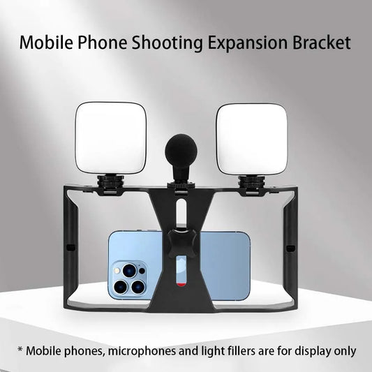 Handheld stabilizer rotating gimbal holder, mobile phone microphone holder, fill light, live streaming mobile phone frame