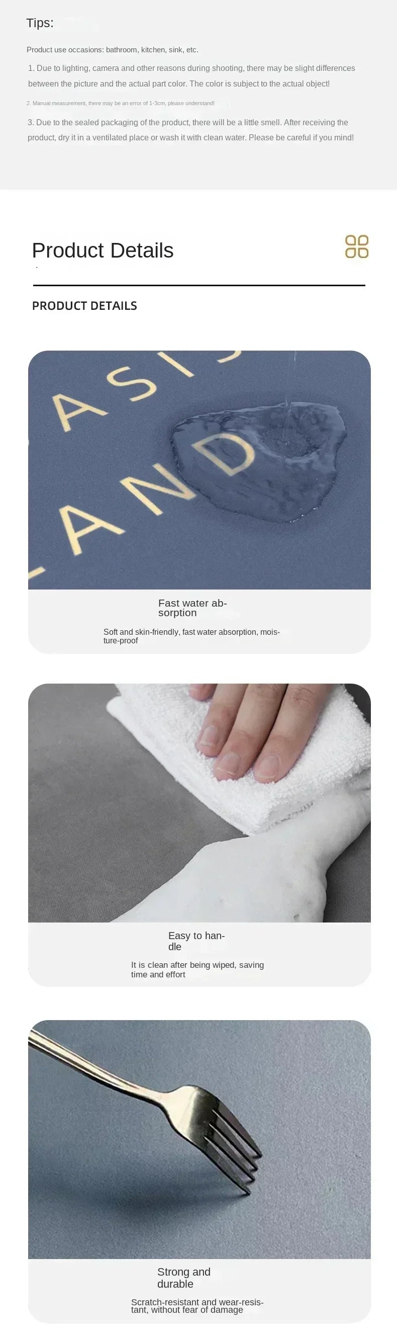 Non-Slip Bath Mat Diatomite Mat with Rubber Padding Soft Super Absorbent Bathroom Rug Foot Mat for Hallway Shower Toilet Mats