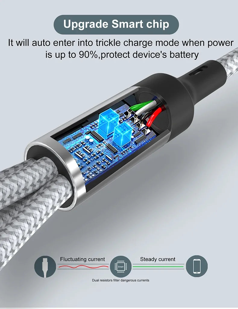 Многофункциональный USB-кабель для зарядки (3А) USB-кабель 4 в 1, адаптер для быстрой зарядки iPhone, Android-смартфонов, планшетов и других устройств.