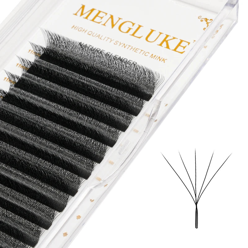 MENGLUKE 5D W Shaped Bloom Automatic Flowering Premade Fans Eyelashes Extensions Natural Soft Light High Idividual Lashes