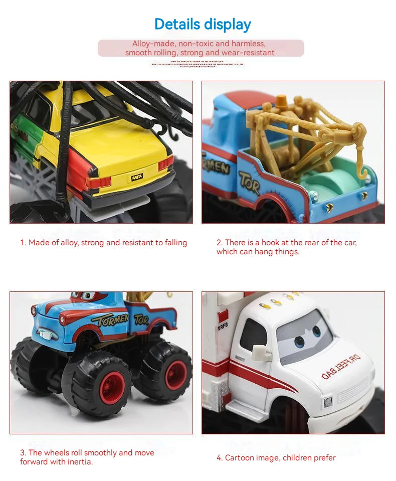 Pixar Cars 2 3 Wrestler Mater And Lightning Mcqueen Racing Series Metal Alloy Vehicle Toys For Kids High Legged Collectible Gift