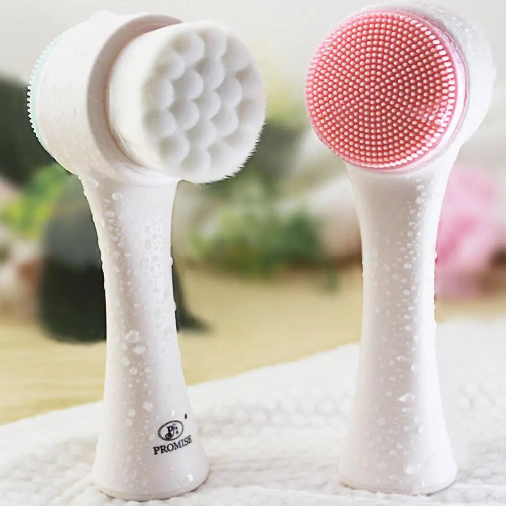3D double sided silicone Face Cleansing Brush Soft Bristles Exfoliator Gentle Face washing and scrubbing tool