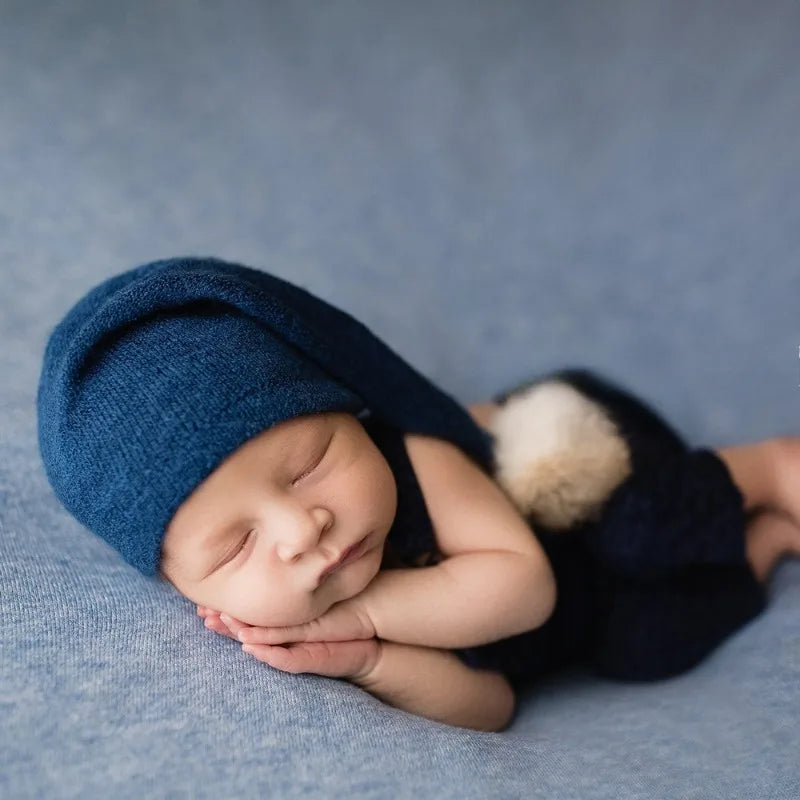 Baby Hat Newborn Photography Props Blanket Wrap Baby Fur Ball Knitted  Beanie Hat Baby Photo Shoot Accessories