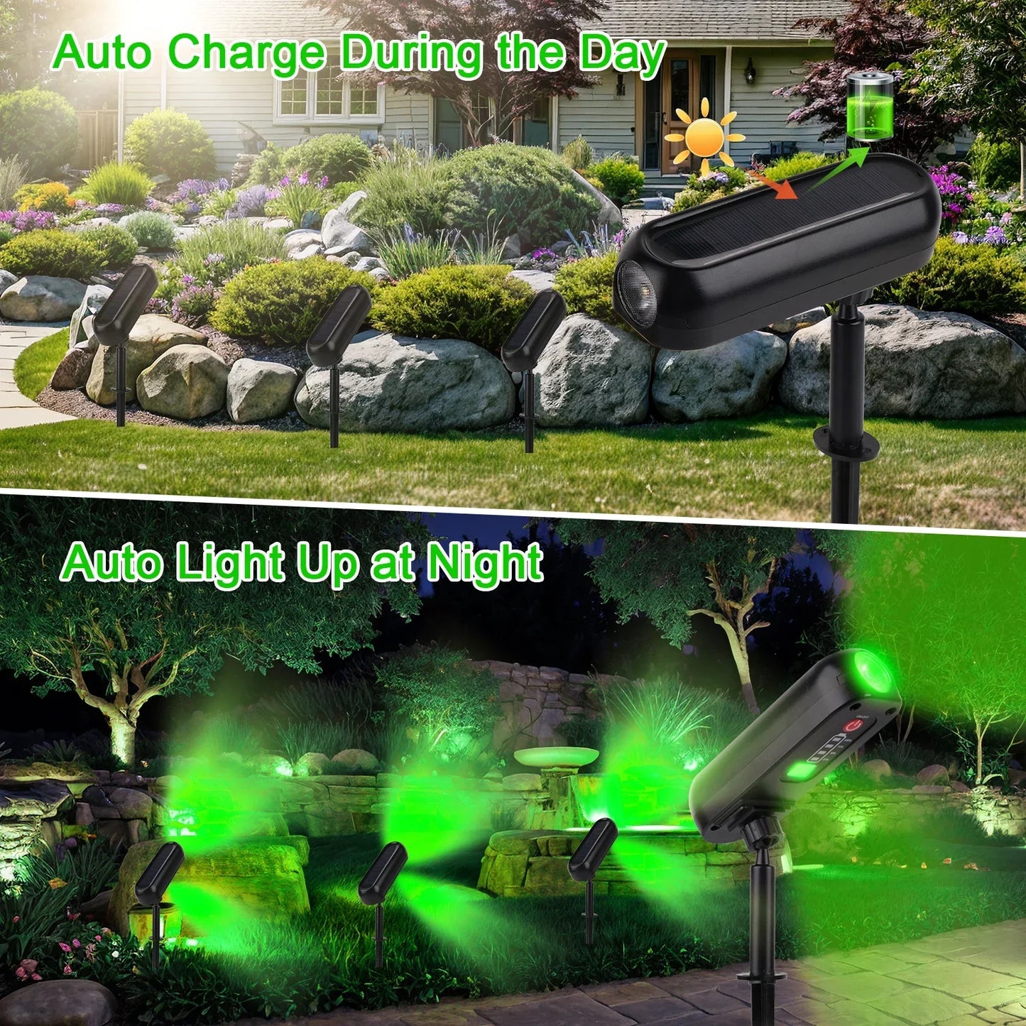 Solar LED Light Outdoor Solar Wall Light IP65 Green Garden Light Solar Spotlights Solar Uplights for Trees Pathway Yard