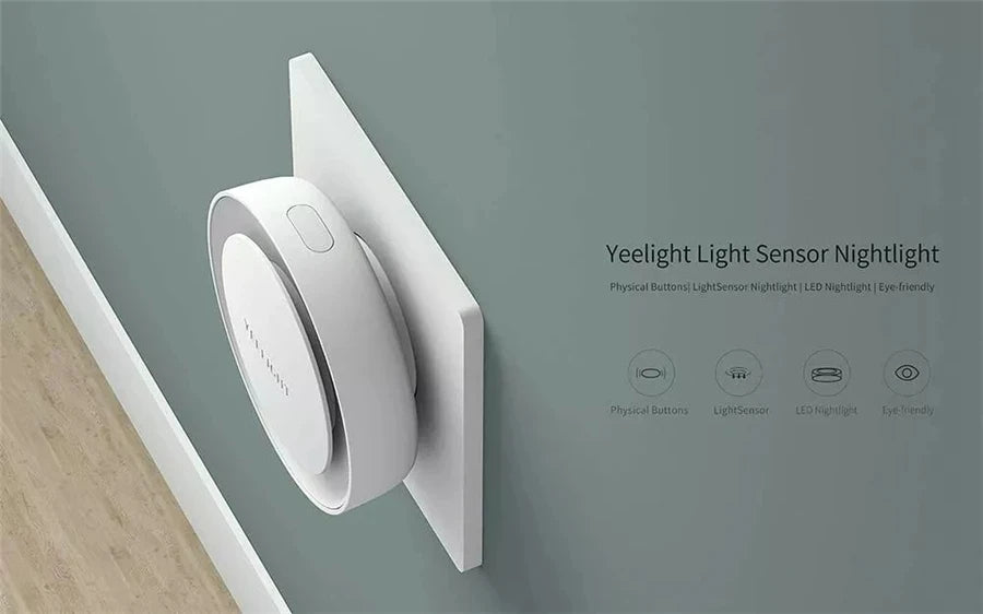 مصباح ليلي ذكي من Yeelight، مزود بتقنية التعرف الذكي، موفر للطاقة، استهلاك منخفض للطاقة، مزود بمستشعر ضوئي، قابس أوروبي