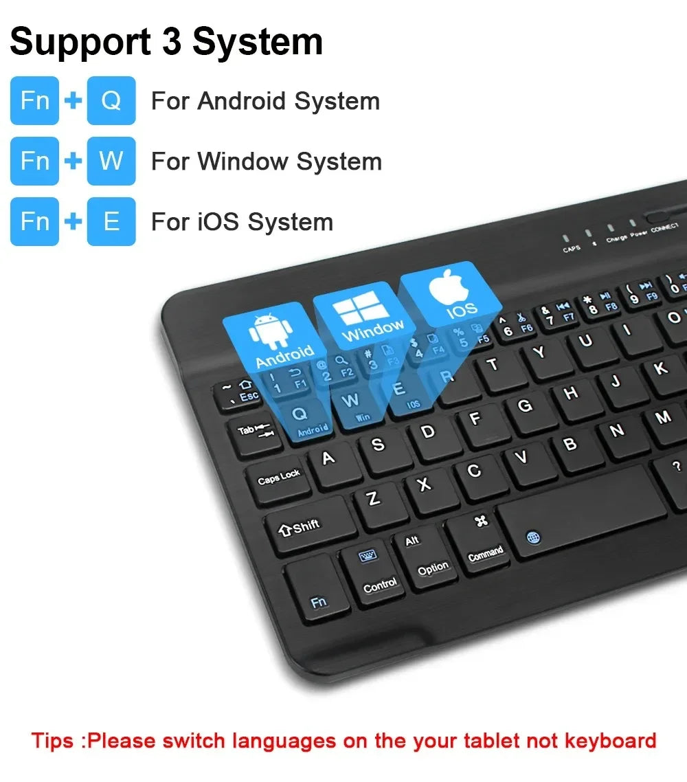 Mini Wireless Bluetooth Mouse 10inch BT Spanish Keyboard For iPad 8 10th 9th generation Phone Tablet Portable For Huawei Android
