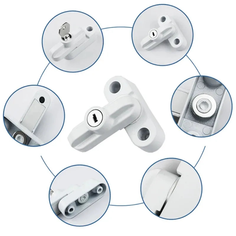 T-locks With Key External Window Lock Buckle Alloy Safety Locks UPVC Door Sash Jammer Security Restrictor Lock Anti Theft Locks