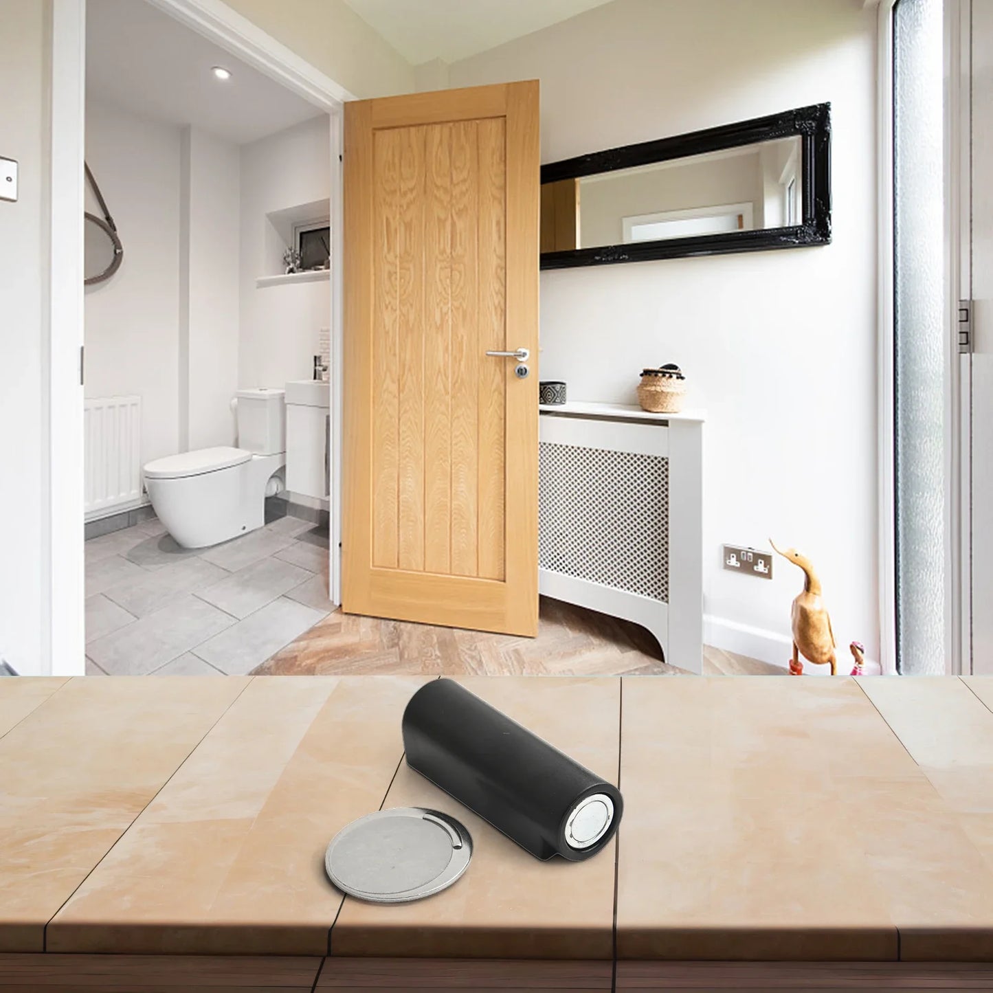 Heavy Duty Magnetic Door Stopper Stainless Steel Doorstop Black Without Punching Door Suction Door Holder Door Hardware Touch