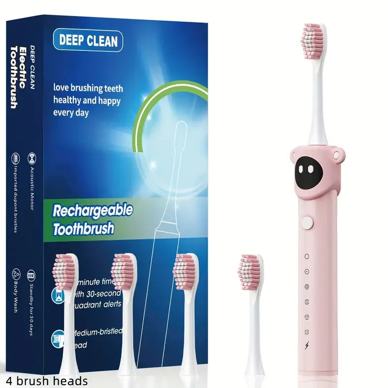 Children Sonic Electric Toothbrush Colorful Cartoon For Kids USB Rechargeable Soft Automatic Waterproof With Replacement Head
