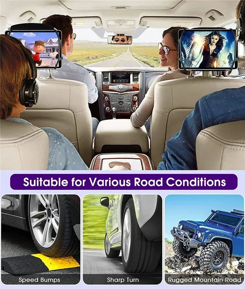 360 Rotating Adjustable Car Back Seat Kids Tablet Holder for IPad Pro Air Mini Kindle Anti-Slip Strap Bracket Stand Accessories