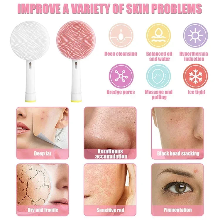 Facial Brush Head For Braun Oral b Vitality Triumph D12 D16 D20 D34 Electric Toothbrush Head Silicone Facial Cleansing Brush