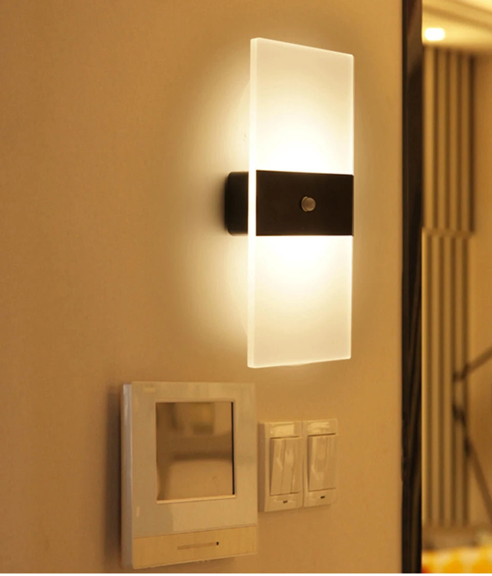 USB Recharge Wall Lamp Touch Motion Sensor Switch Indoor Acrylic Night Lights Bedroom Bedside Wall Sconce Nordic LED Wall Light