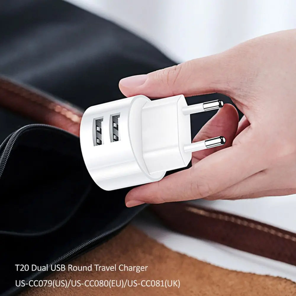 5V 2.1A White Dual USB Charger Quick Charge Wall Charger Mobile Phone Charging Mini Round Adapter Travel Charger