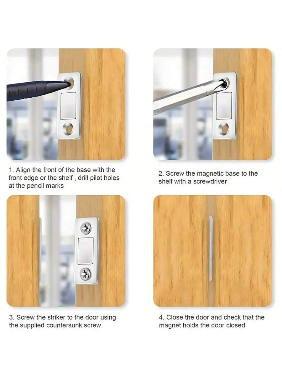 Magnetic Cabinet Catches Ultra Thin Door Strong Magnets Stopper Invisible Adhesive Drawer Magnet Lock for Kitchen Closet Closer