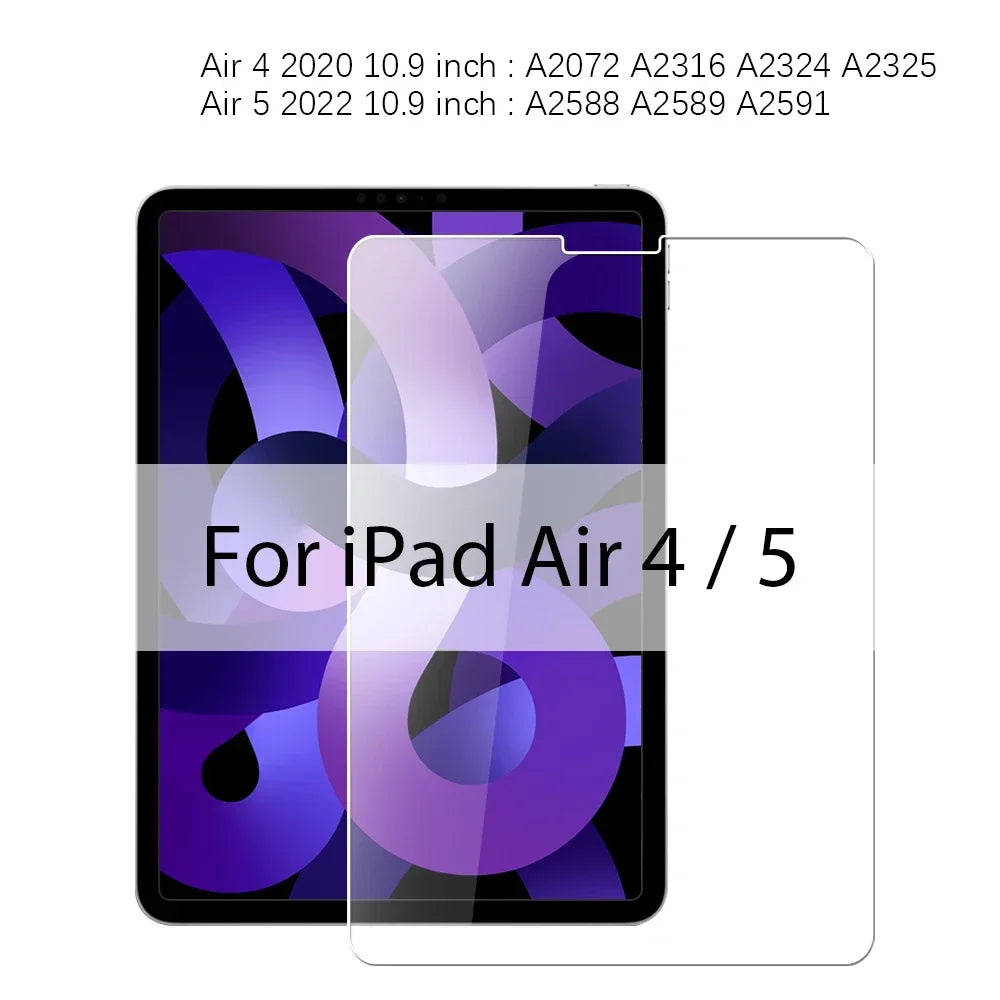 Tempered Glass Screen Protector For iPad Air 5 4 Pro 13 11 12.9 Ipad 9th Gen 10th 8th 7th 6th 5 Mini 6 10.5 9.7 M4 M2 Film