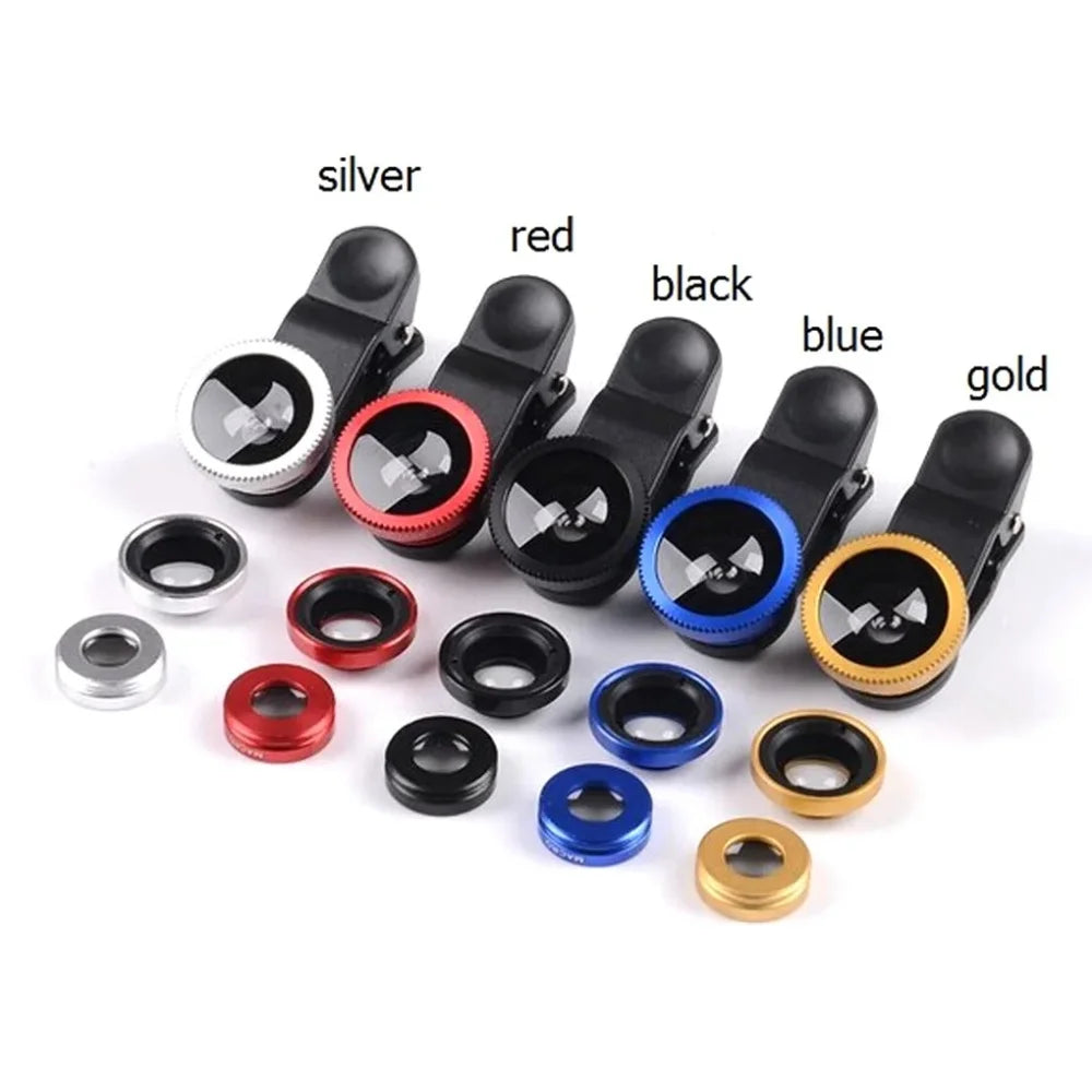 3In1 Mobile Phone Fish Eye+Wide Angle+Macro Lightweight Camera Lens With Clip Universal Cell Phone Lens For iPhone Xiaomi Huawei