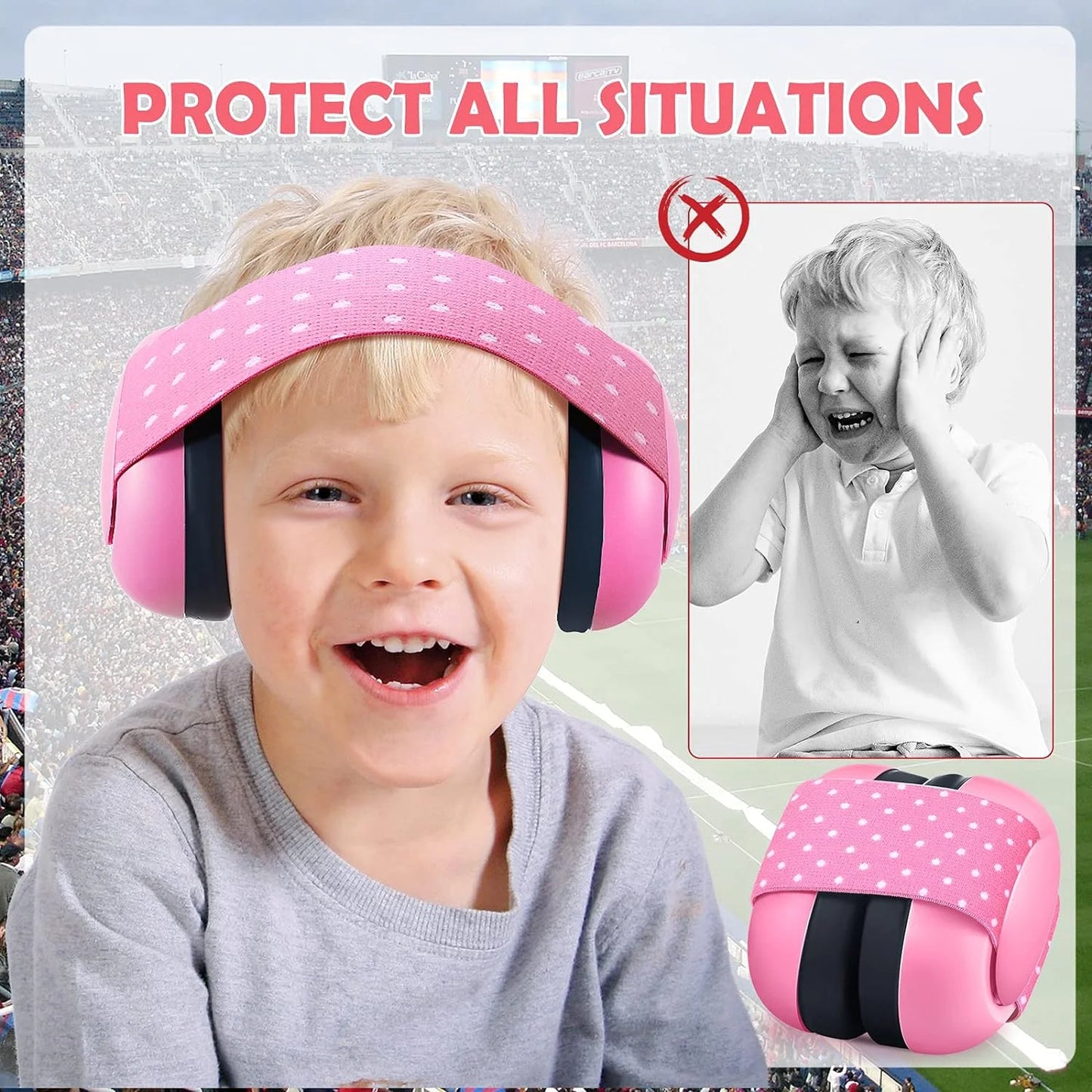 Infant Ear Muffs Noise Cancelling Soft Padded Design Baby Ear Protection Headphones with Elastic Headband