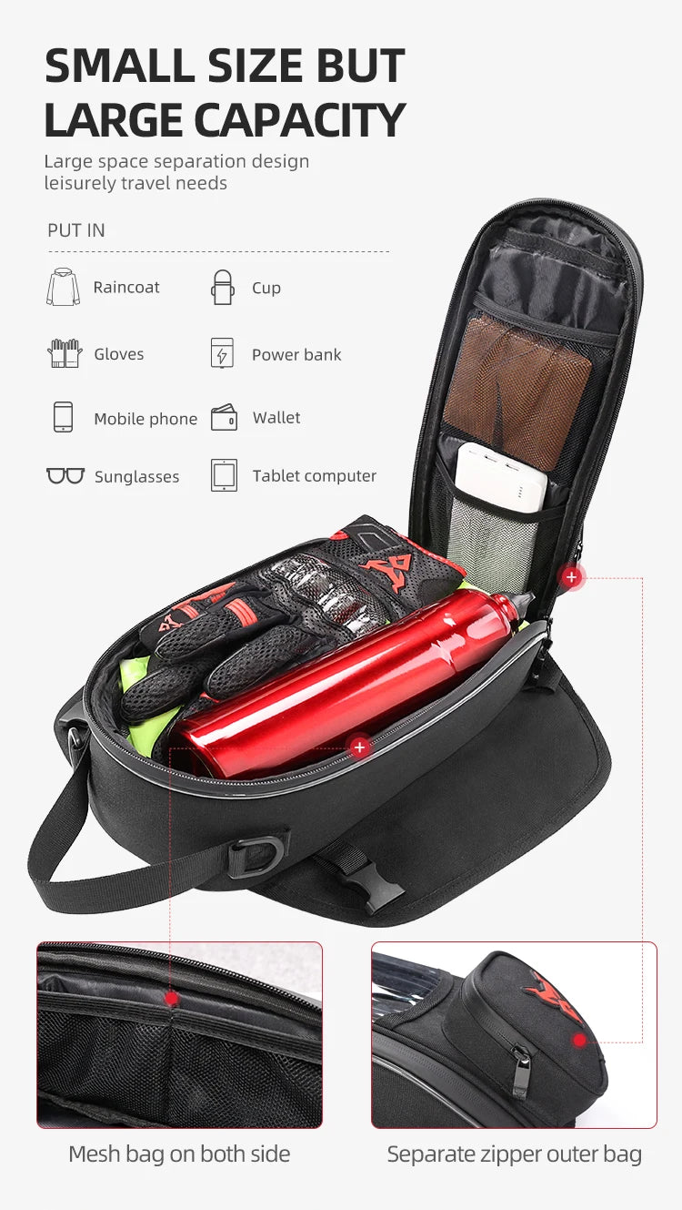 Waterproof Magnetic Motorcycle oil Fuel Tank Bag Navigation Universal Motorbike Riding Cycling Tool Backpack Portable