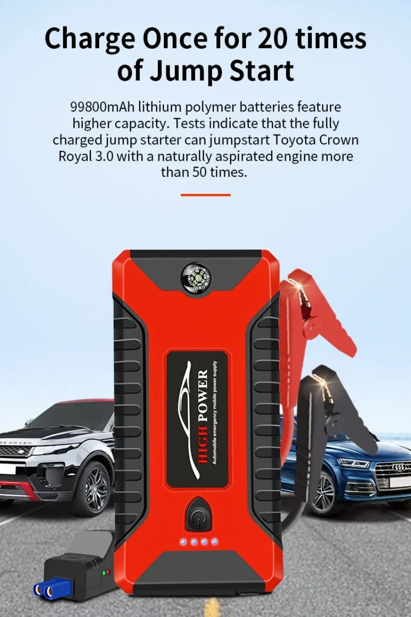 Portable Car Battery Starter Auto Jump Starter 99800mAh Petrol Diesel Car Emergency Booster Start Power Supply 12V For Cars