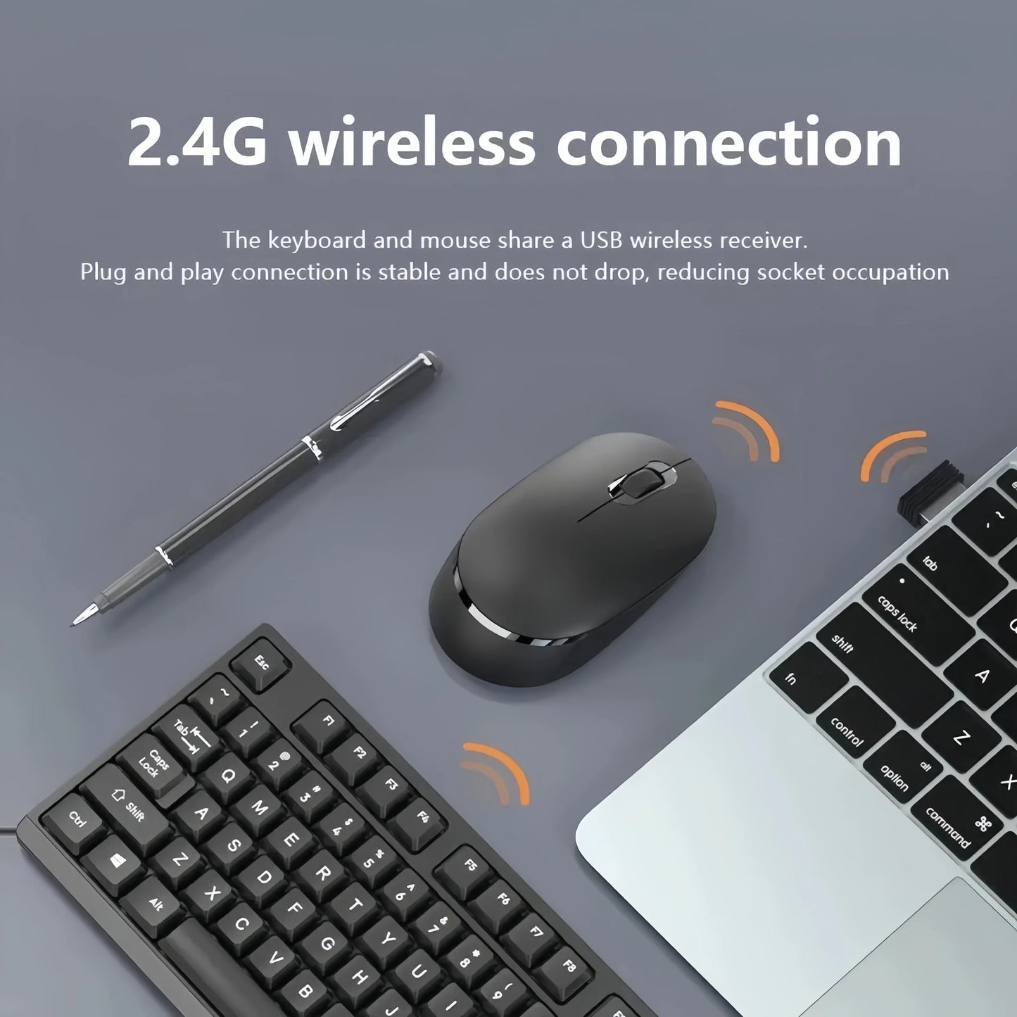 Беспроводной комплект клавиатуры и мыши 2.4G, 104 клавиши, игровая клавиатура и мышь, беспроводная мышь 2.4G для ноутбука и ПК.
