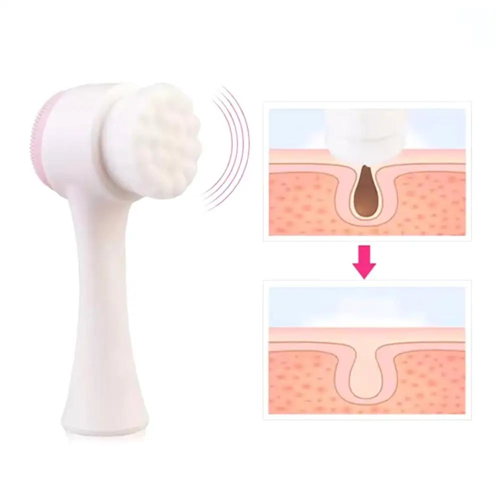 3D double sided silicone Face Cleansing Brush Soft Bristles Exfoliator Gentle Face washing and scrubbing tool
