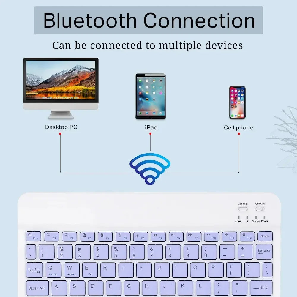 Mini Wireless Bluetooth Mouse 10inch BT Spanish Keyboard For iPad 8 10th 9th generation Phone Tablet Portable For Huawei Android