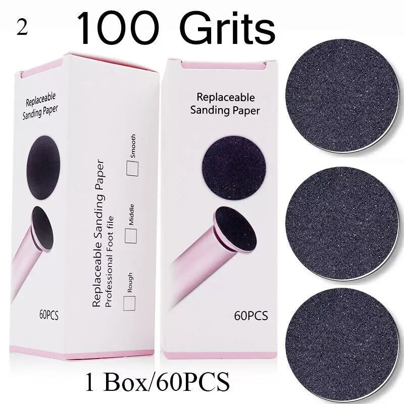60Replaceable Sanding Disc Callus Remover Tool Electric Foot File Hard Callus Dead Skin Repair Foot Care Set