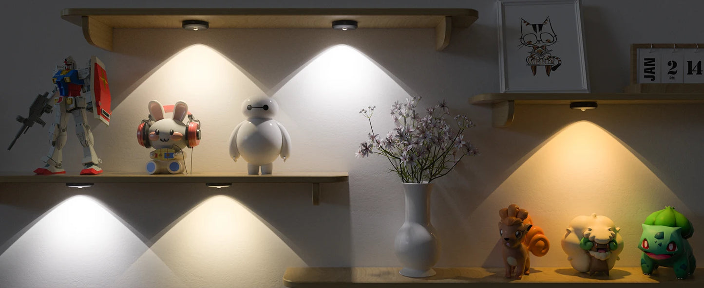 WILLED Night Light 3pcs with Remote 1200mAh Rechargeable Puck light with Timer Stick on Picture Lights for Wall Closet Cabinet