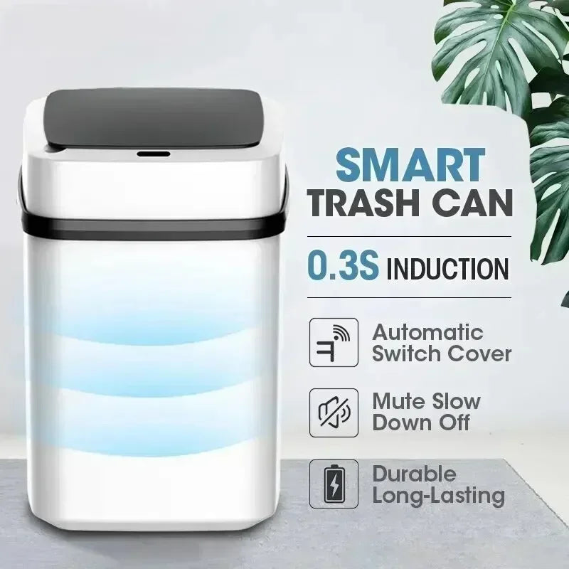 Bathroom sensor trash can, kitchen trash can, 13L large capacity, bathroom smart trash can, fully automatic smart trash can.