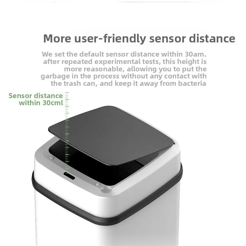 13L Smart Trash Can with Lid Sensor Toilet, Creative Fully Automatic Electric Lid Opening Trash Can for Living Room and Bathroom