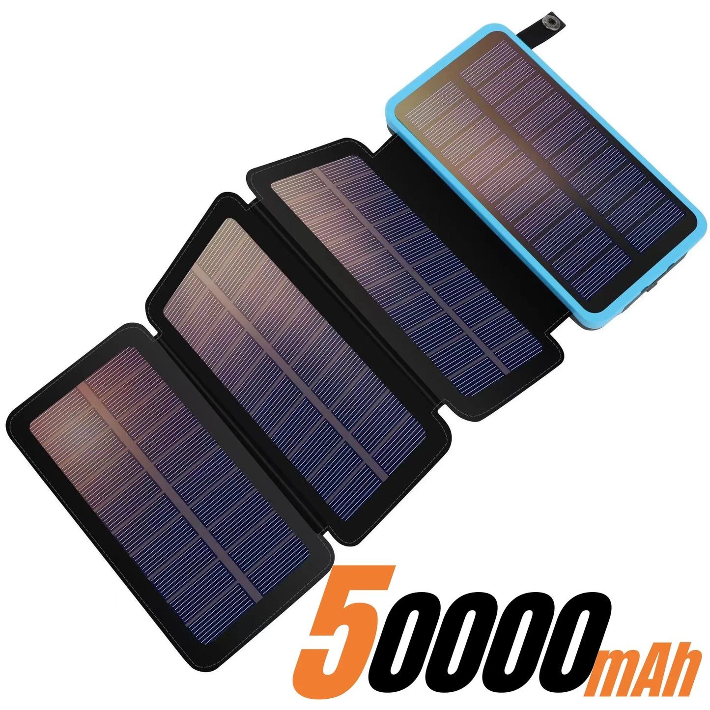بنك طاقة شمسية بسعة 200000 مللي أمبير، ألواح شمسية قابلة للطي، مخرج USB بقوة 5 فولت و2 أمبير، محمول للاستخدام في التخييم والرحلات الخارجية، يعمل بالطاقة الشمسية، متوافق مع أجهزة iPhone وAndroid