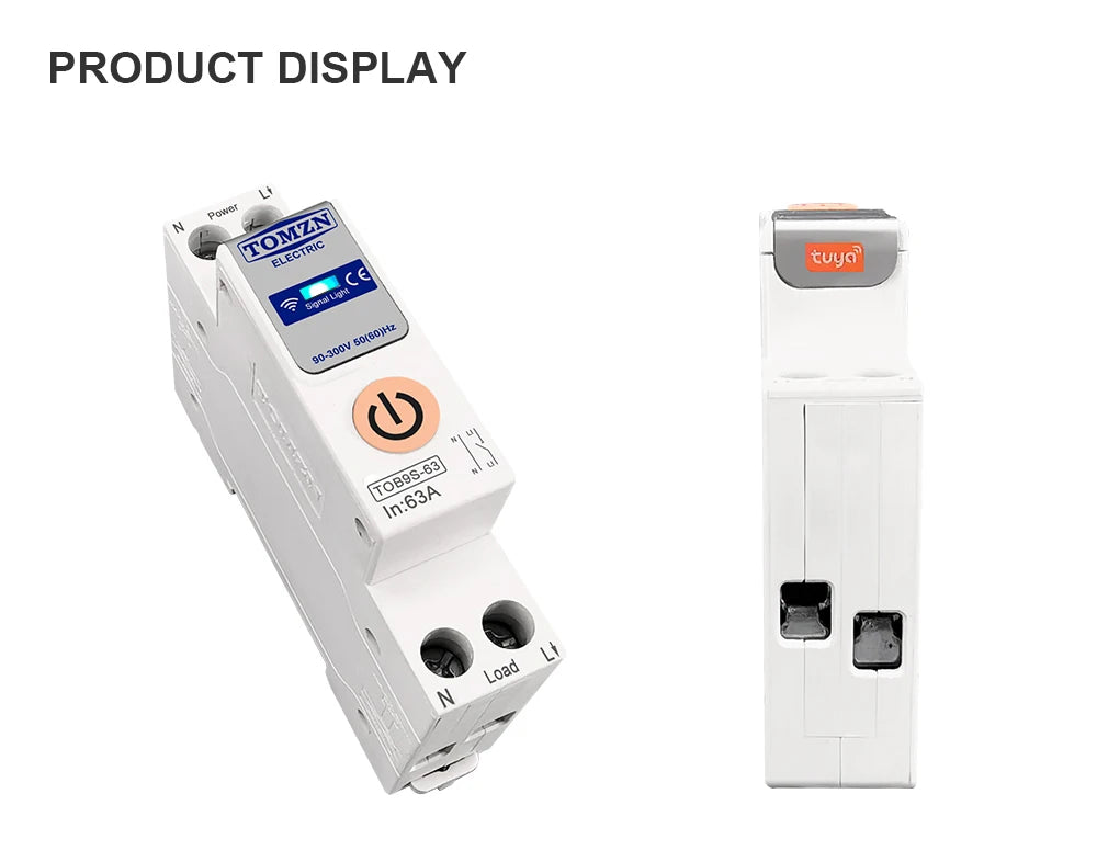 TUYA smartlife 1- 63A TOMZN 1P+N WIFI Smart Switch Energy Meter Kwh Metering Monitoring Circuit Breaker Timer Relay MCB
