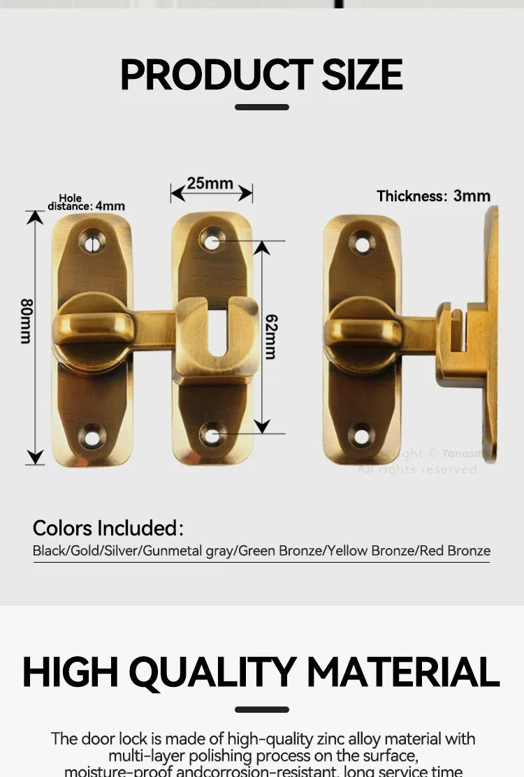 Hasp Latch Door Lock Anti-theft Buckle Latch Zinc Alloy Black Cabinet Locks Safety Lock Sliding Door Lock Door Bolts Hardware