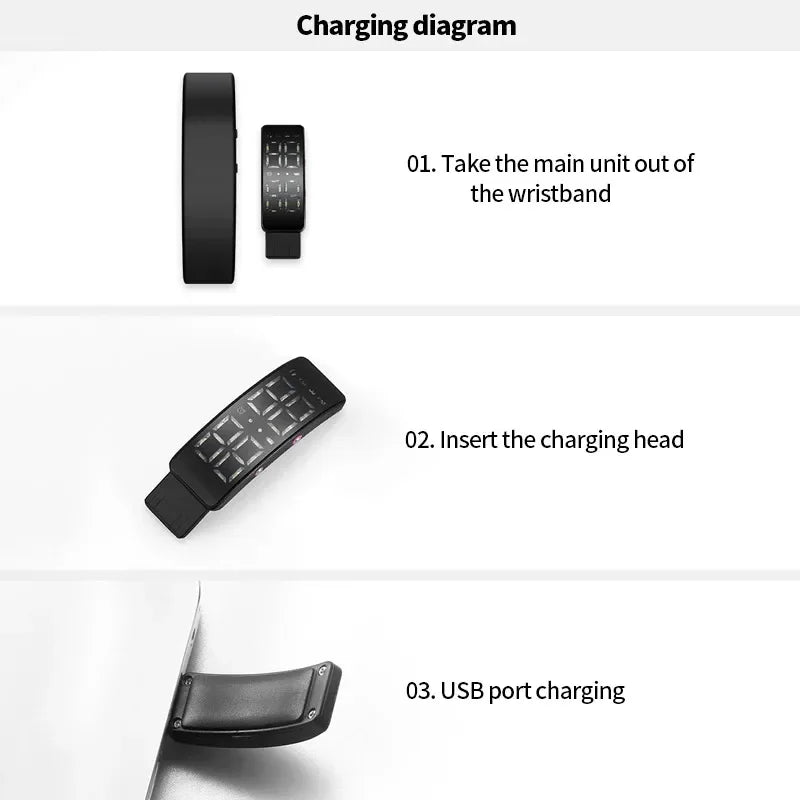 W5Sv Smart Bracelet Vibration Alarm Clock Reminder Sleep Monitoring 24 Hours Pedometer Rechargeable Bracelet