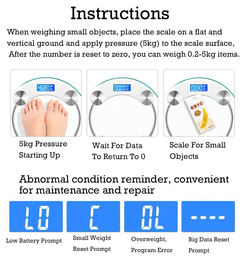 LCD Display High-Definition Digital Scale Round Shape Bathroom Body Weight Scale 0.2-180KG Precision Floor Electronic Scales
