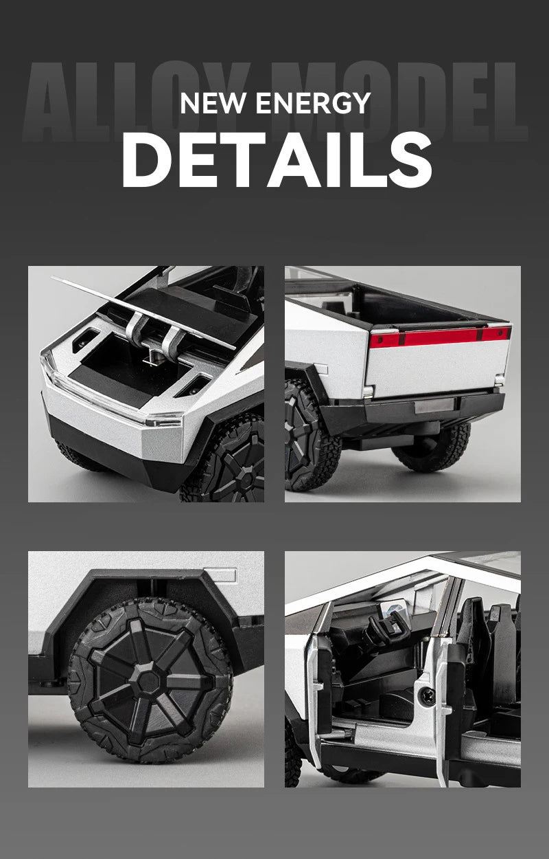1/32 Cyber toy truck Pickup Alloy Car Truck Model Diecasts Metal Off-road Vehicles Model Simulation Sound Light Kids Toys Gift