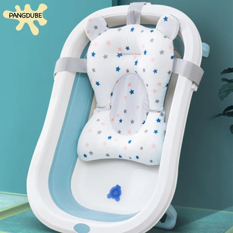 PANGDUBE Baby Bathtub Pad Newborn Bath Support Cushion Adjustable Reclining Shower Seat Bathtub Float for Infants 0-12 Months