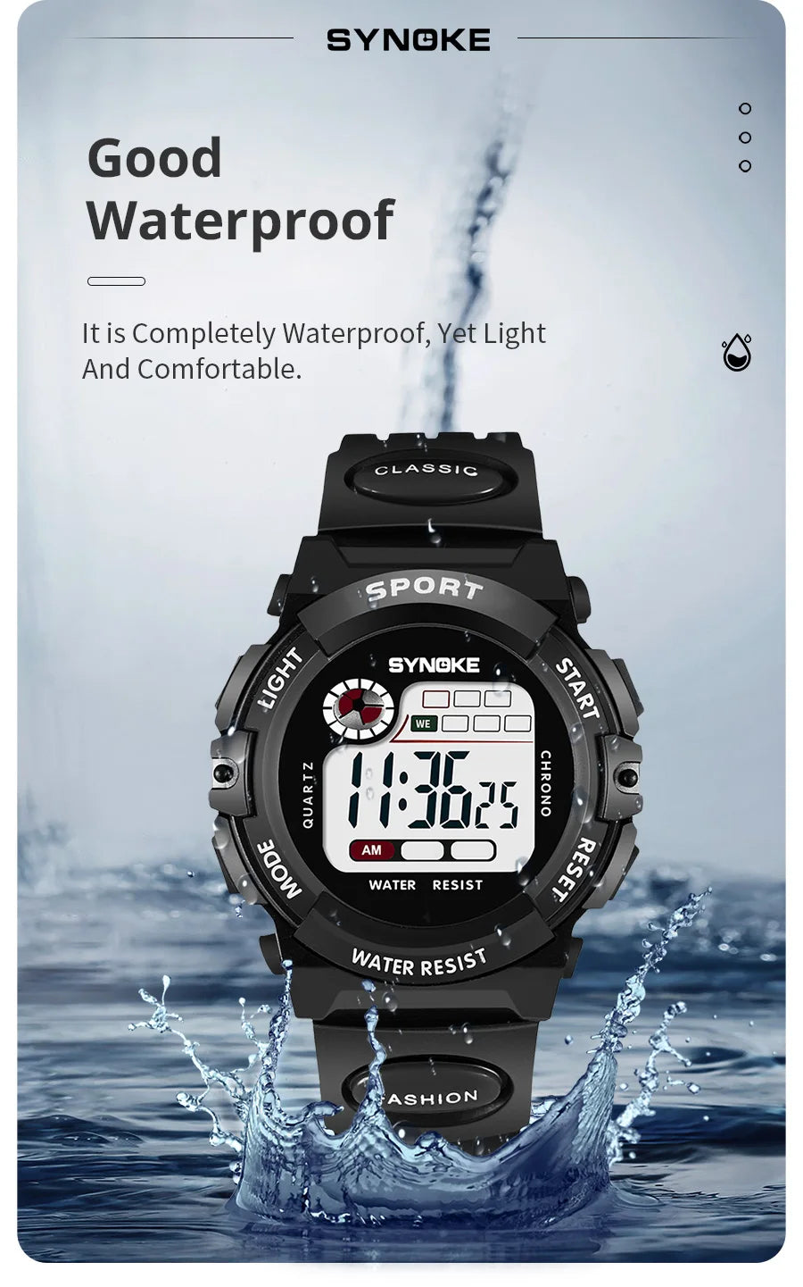 Student Sport Watches For Kids Colorful Electronic Watches Waterproof Clock Children Digital Watch For Boys Fashions Synoke