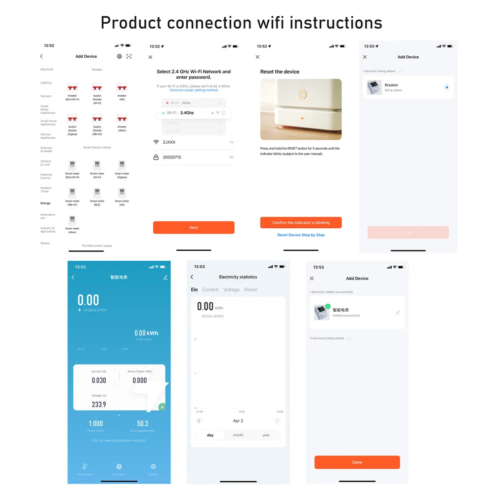 Tuya WiFi Smart Energy Meter DIN-Rail Voltage Current Monitor Power Factor Frequency Metering Digital Display Electricity Meter