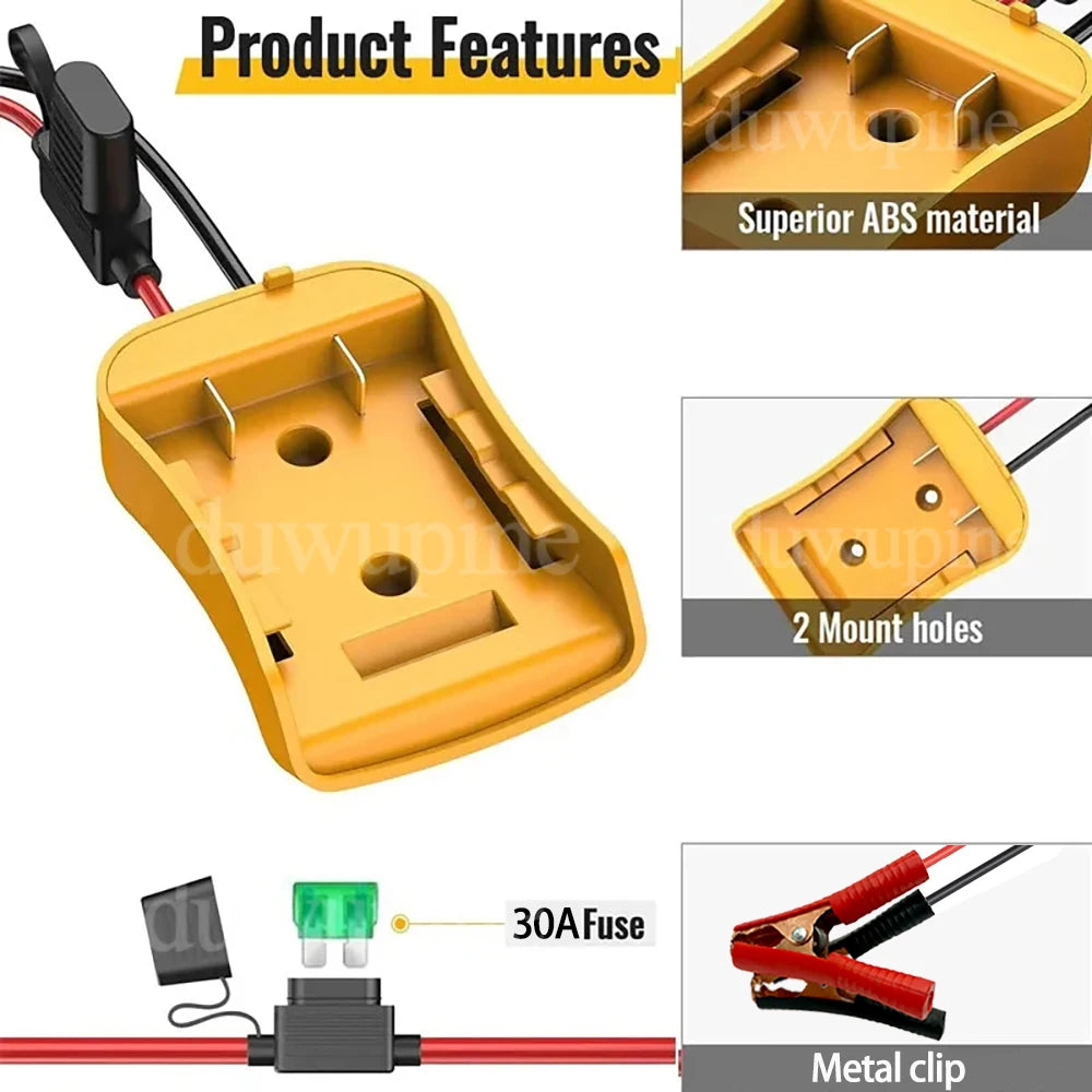 Igniter Jump Starter for Makita DeWalt Milwaukee 18V Battery Car Booster Cable with Fuse Automotive Emergency Power DIY Adapter