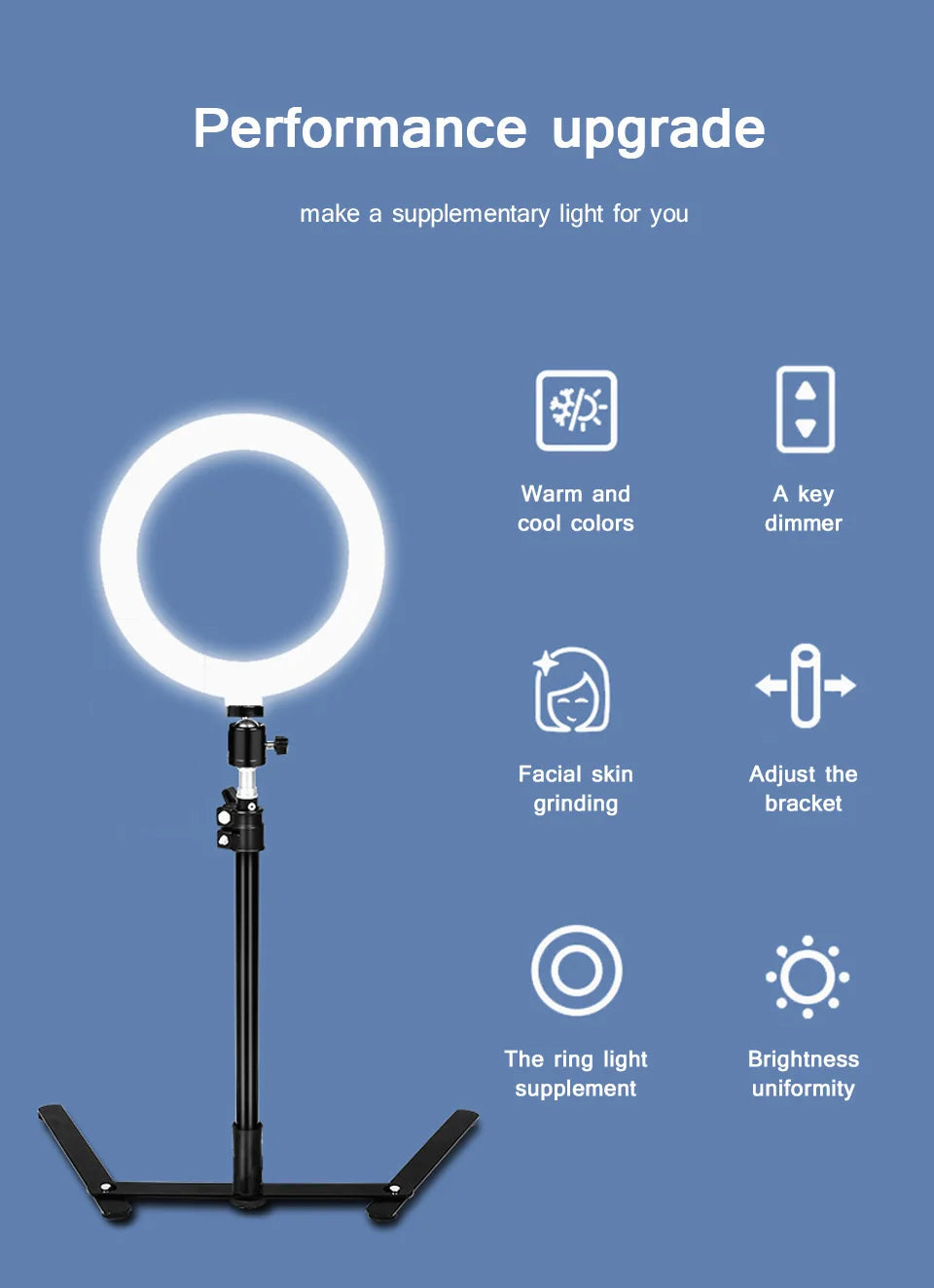 26CM Photography Lighting Phone Ringlight Tripod Stand Photo Led Selfie Remote Fill Ring Light Lamp Video Youtube Live COOK