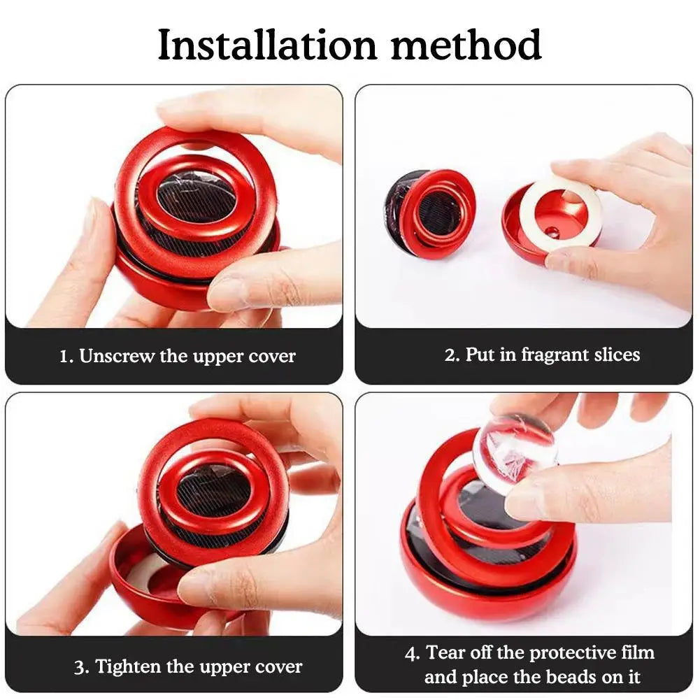 Car Air Freshener Solar Energy Air Purifier With incense tablets Autorotation Interstellar Ball Double Ring Suspension Decor