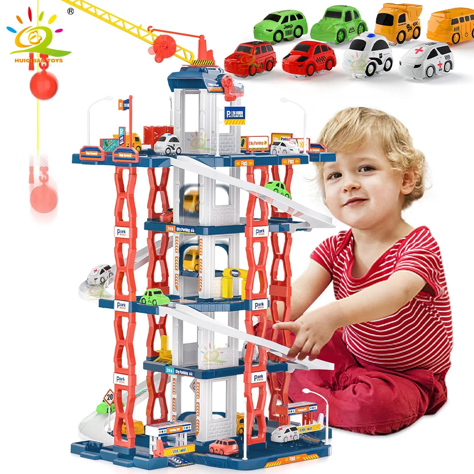 DIY Children's Parking Toy City Car Parking Lot Building Assembly Multi-Layer Rail Track Slot Garage Toys for Children Boy Gifts