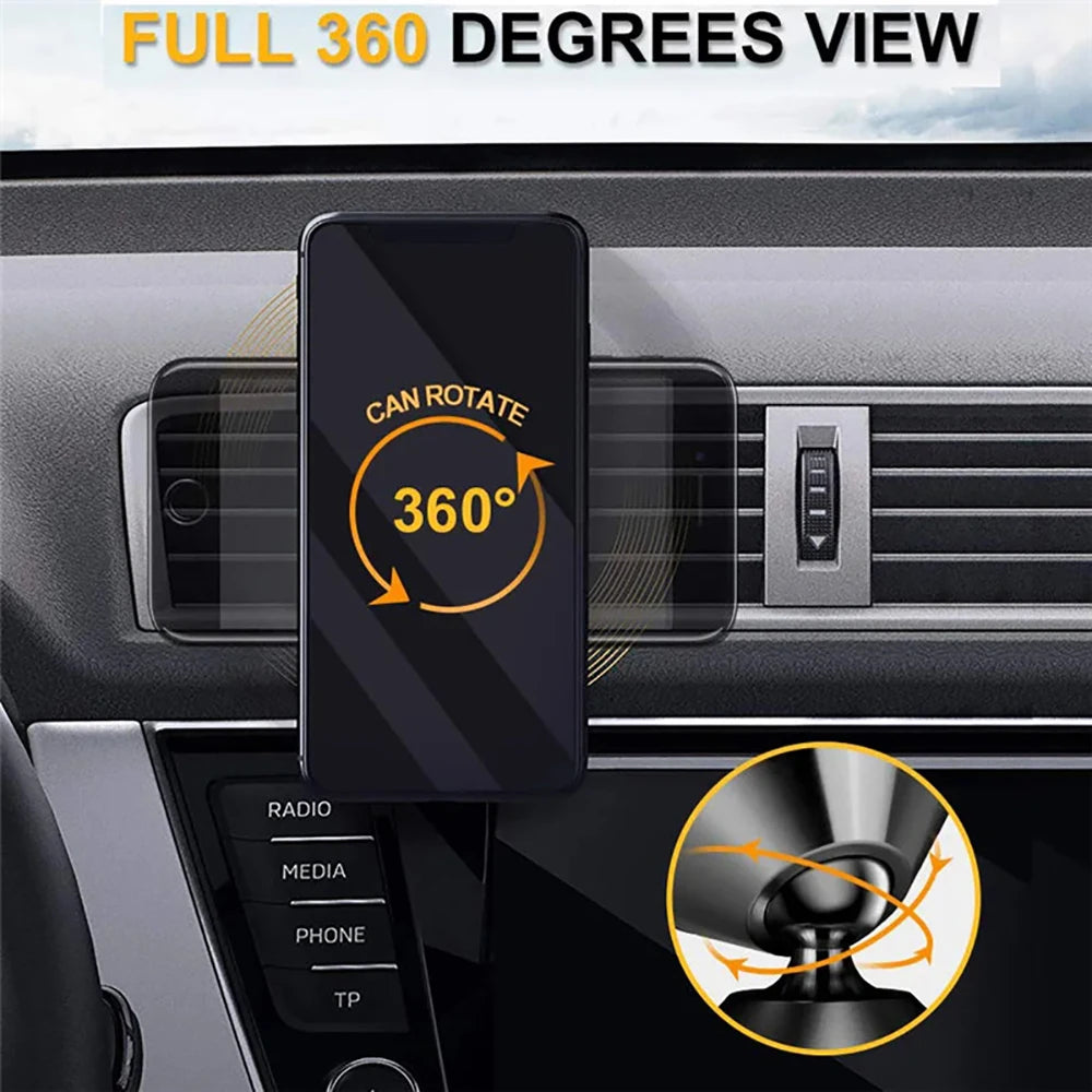 Universal Magnetic Phone Holder Car Mount With Car Air Vent Clip Cellphone Mount Phone Bracket 360 Degree Adjustable Smart Phone