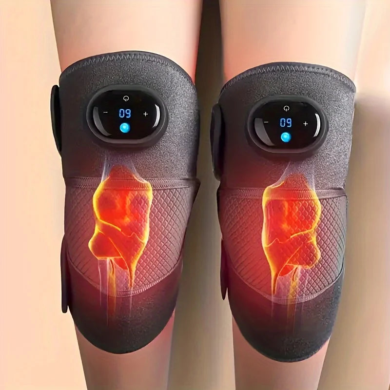 1Pcs/2Pcs Heated Knee Massager, 3-in-1 Heated Knee Elbow Shoulder Support Wrap, Vibrating Knee Heating Pad, 3 Adjustable Vibration and Heating Modes, Heating Pad for Knee Elbow Shoulder Relaxation Leg Warmer (Dual Use)