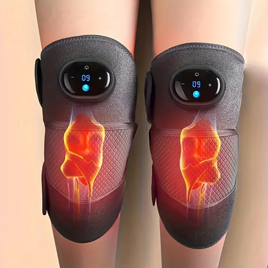 1Pcs/2Pcs Heated Knee Massager, 3-in-1 Heated Knee Elbow Shoulder Support Wrap, Vibrating Knee Heating Pad, 3 Adjustable Vibration and Heating Modes, Heating Pad for Knee Elbow Shoulder Relaxation Leg Warmer (Dual Use)