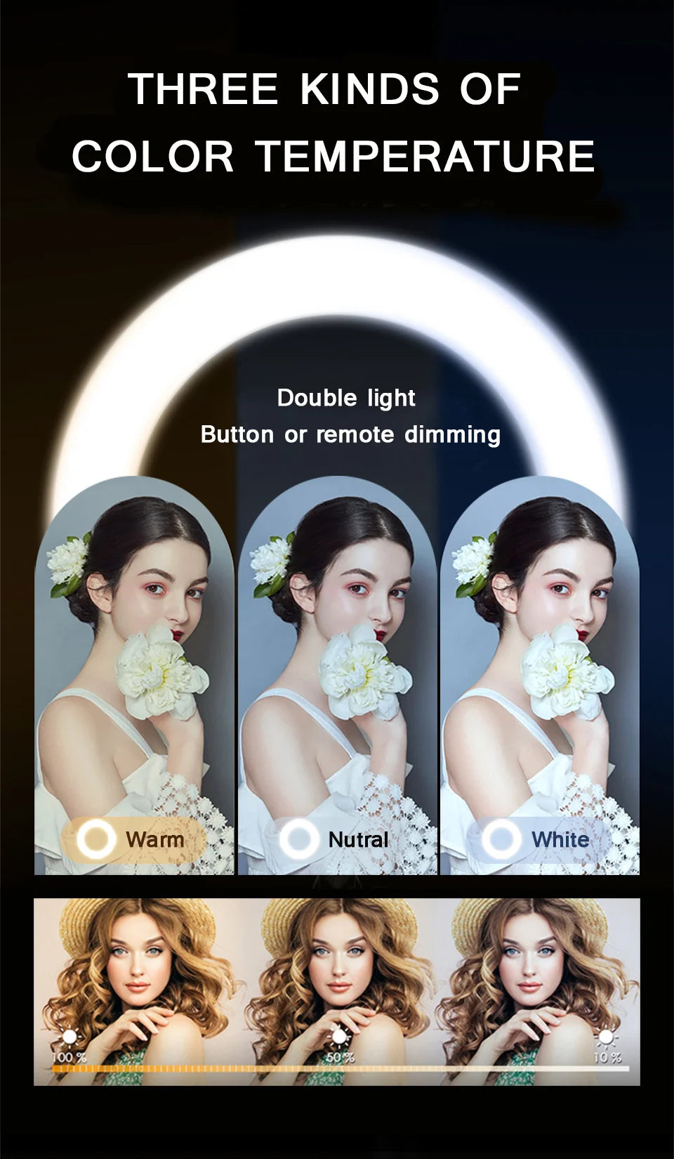 26CM Photography Lighting Phone Ringlight Tripod Stand Photo Led Selfie Remote Fill Ring Light Lamp Video Youtube Live COOK