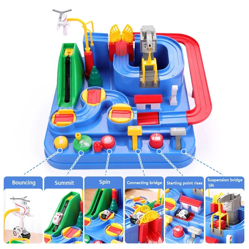 Children educational novelty toys Racing Rail Cars Model inertial gliding track car adventure Mechanical Interactive Toy for kid