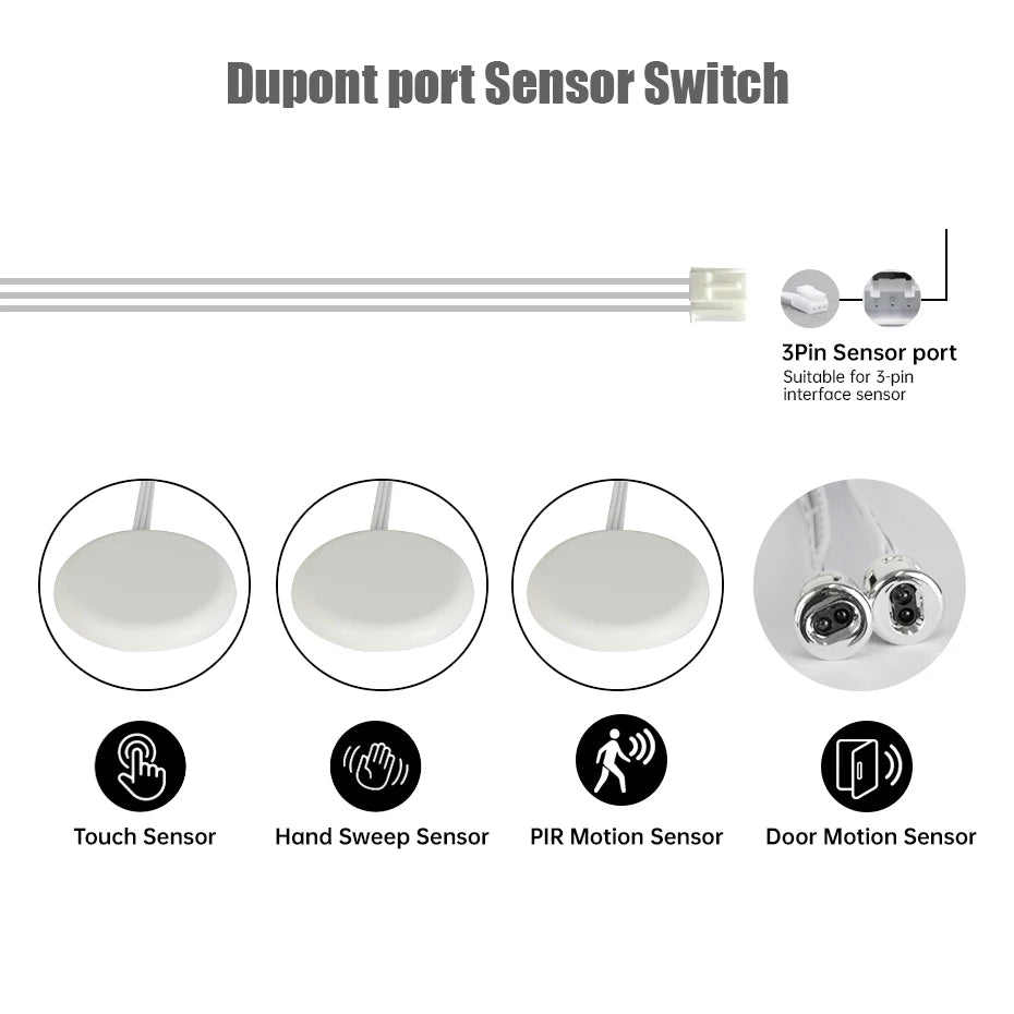 LED Strip Sensor Switch DC12 24V Touch/PIR Motion/Dual Door Sensor for Cabinet Closet & Drawer DIY Shelf Showcase Lighting